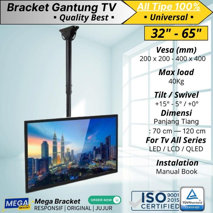 Menarik Bracket Breket Tv Gantung 43 50 55 60 65 70 75 Inch Ceiling Tv Import