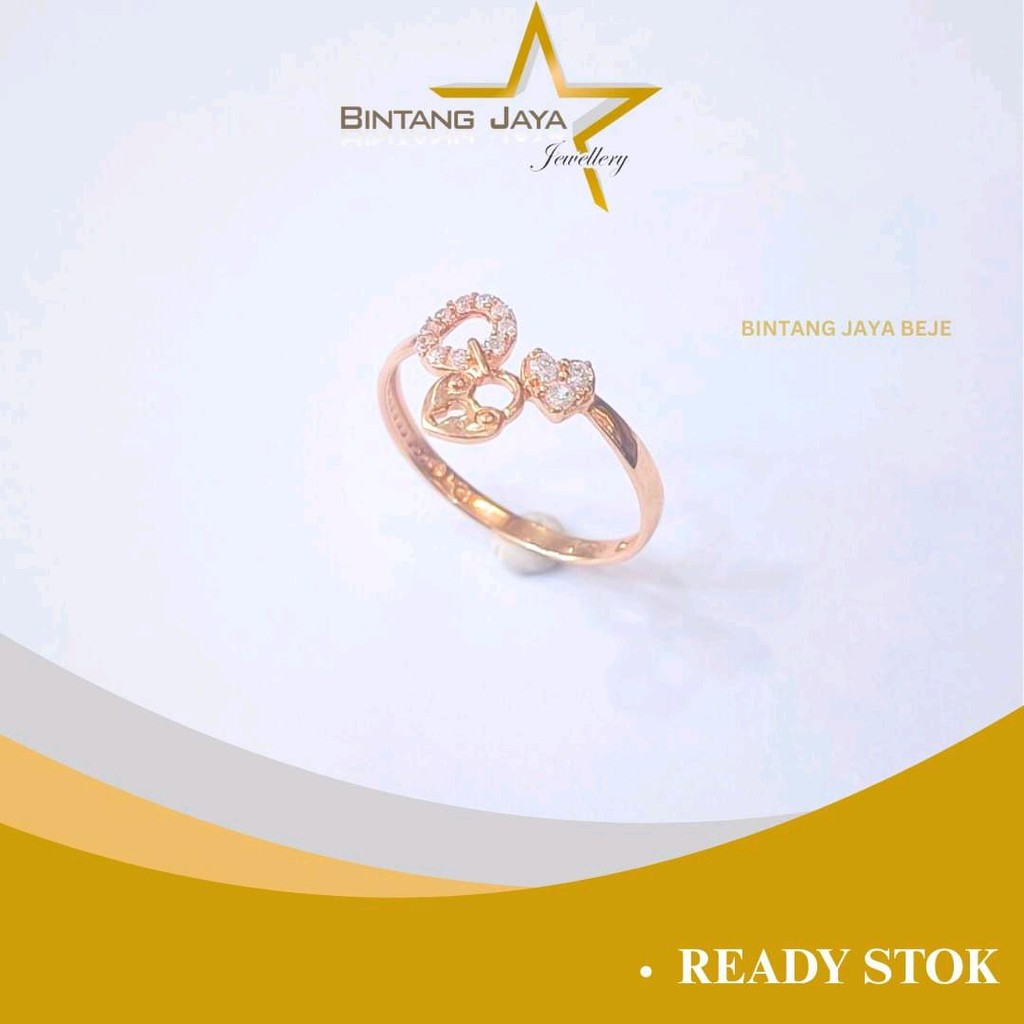 Cincin Emas Asli Gembok Love M Putih No.18 - Kadar (16K) - Berat 1,51 Gram - Motif Cinta Eksklusif -