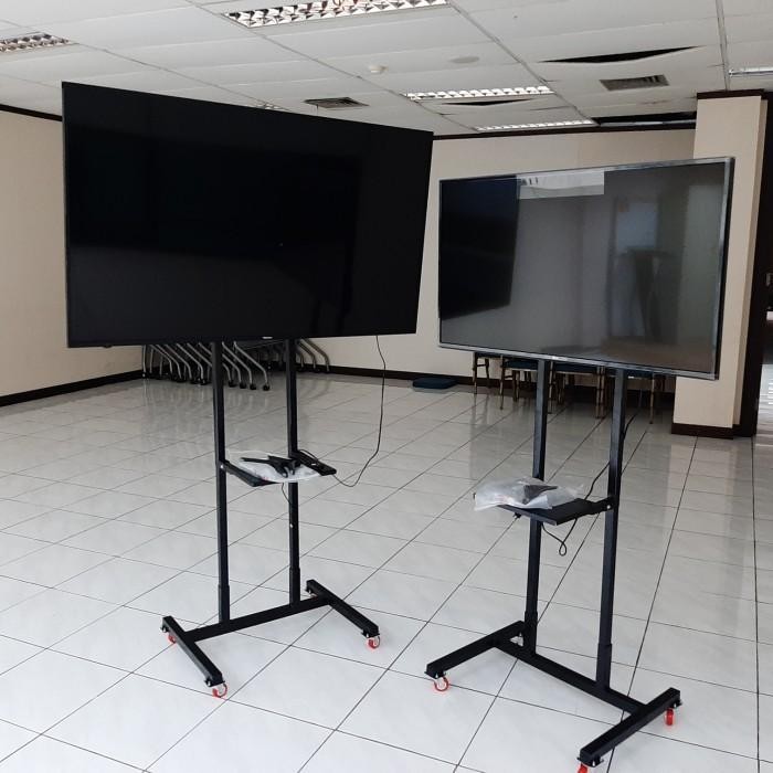 Terbagus Bracket Brecket Tv Stand Standing Dorong Roda 40 43 45 50 55 65 Inch