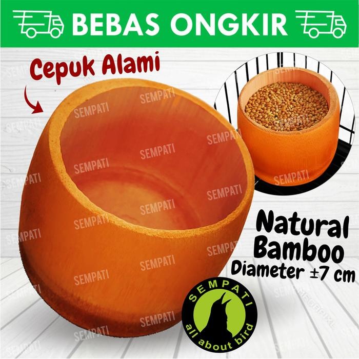 Cepuk bambu tempat pakan minum burung lovebird murai pleci hamster