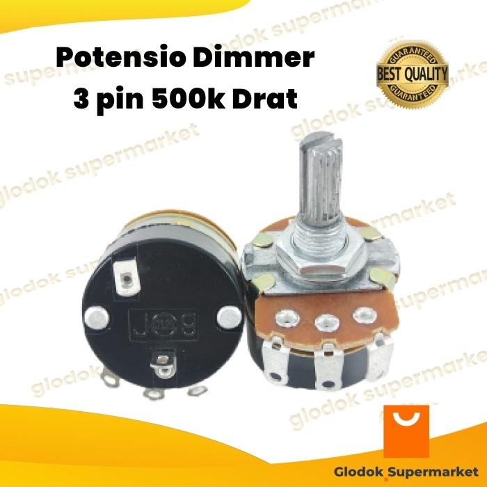 [Allthebest] Potensio Dimmer 3 pin 500k Drat Mono Dimer Kaki 3 Tekuk