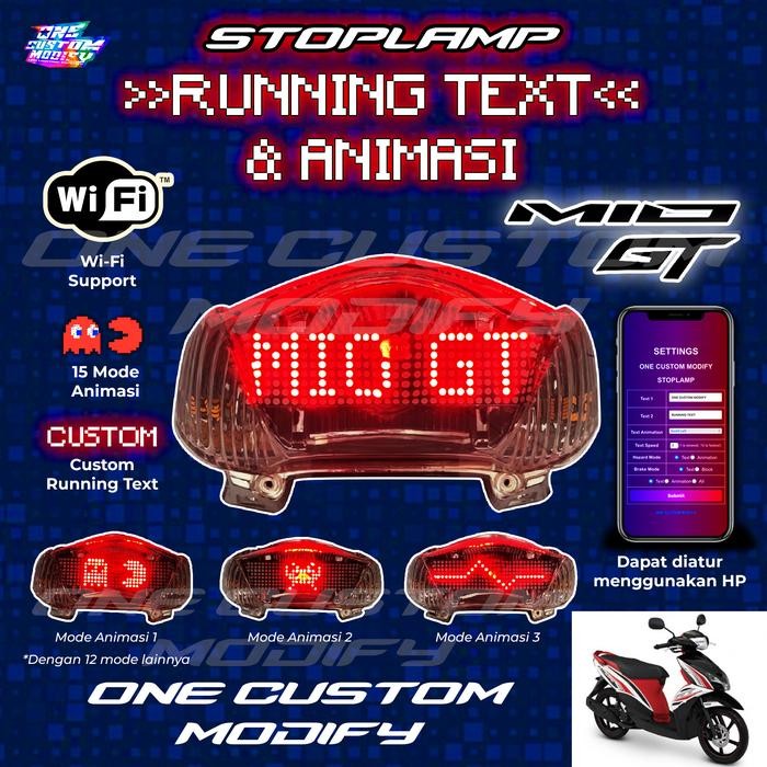 Stoplamp Running Text Animasi Mio J-GT Lampu LED Rem Belakang Modifikasi Variasi Motor
