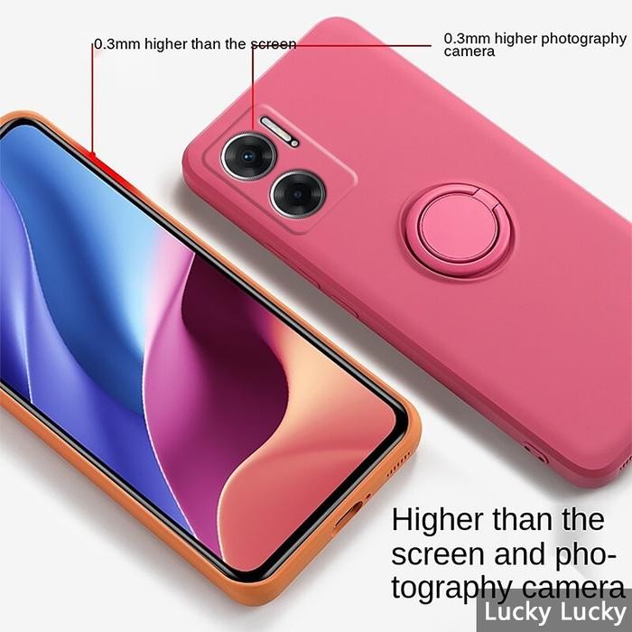 Redmi 10 5G Case Candy Ring Stand Bracket Tali Holder Silikon Liquid