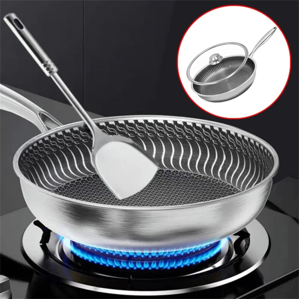 Frying Pan With Lid Tri-Ply Stainless Steel Frying Pan Stainless