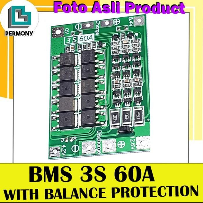 [Expret] BMS 3S 60A With Balance Protection Board 18650 Charger Lithium Battery