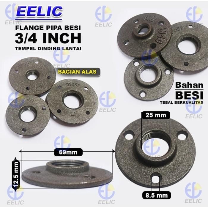 [Expert] EELIC FLE-AM3/4I Flange fitting pipa threaded dinding lantai antik uku