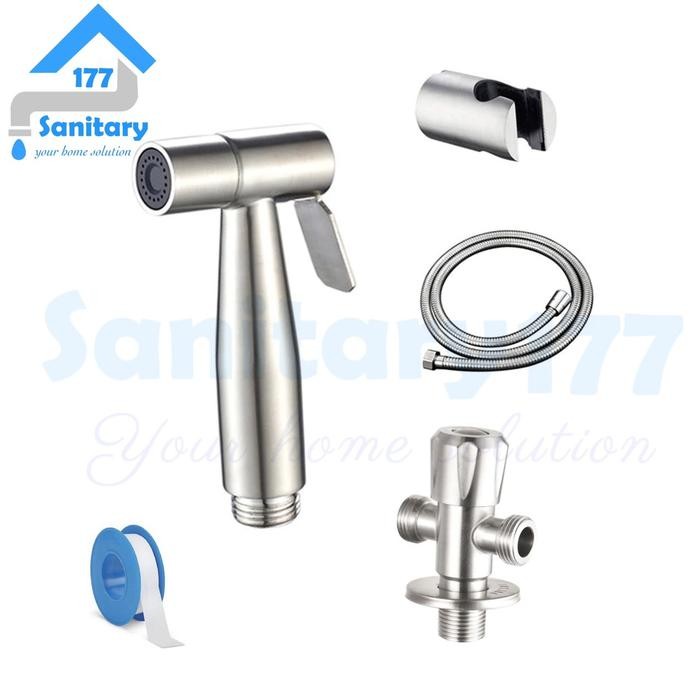 Paket Jet shower Kloset stainless 304 murah 04 & stop kran T stenlis