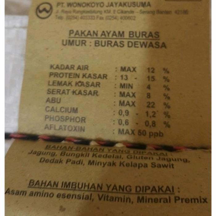 Pakan Ayam Buras Tanpa AGP Makanan Ayam Wonokoyo Khusus Gosend