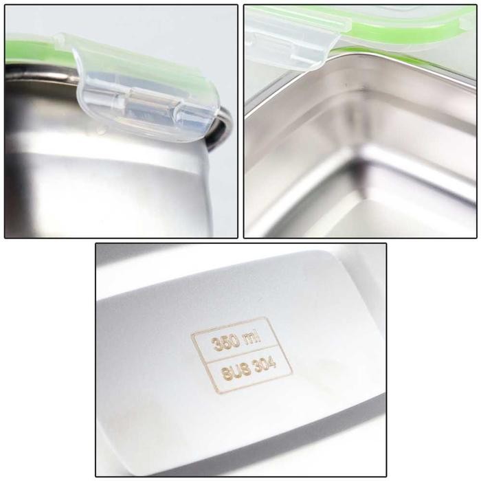 Kotak Makan Stainless Steel Anti Tumpah Lunch Box Metode Lock N Lock
