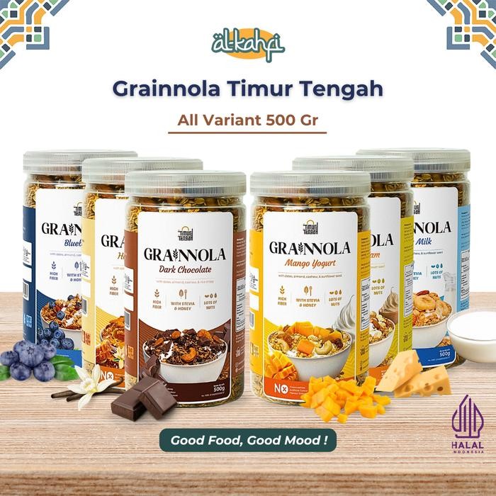 

Grainnola Timur Tengah 500gr Toples Granola Sereal Oatmeal With Almond Mete