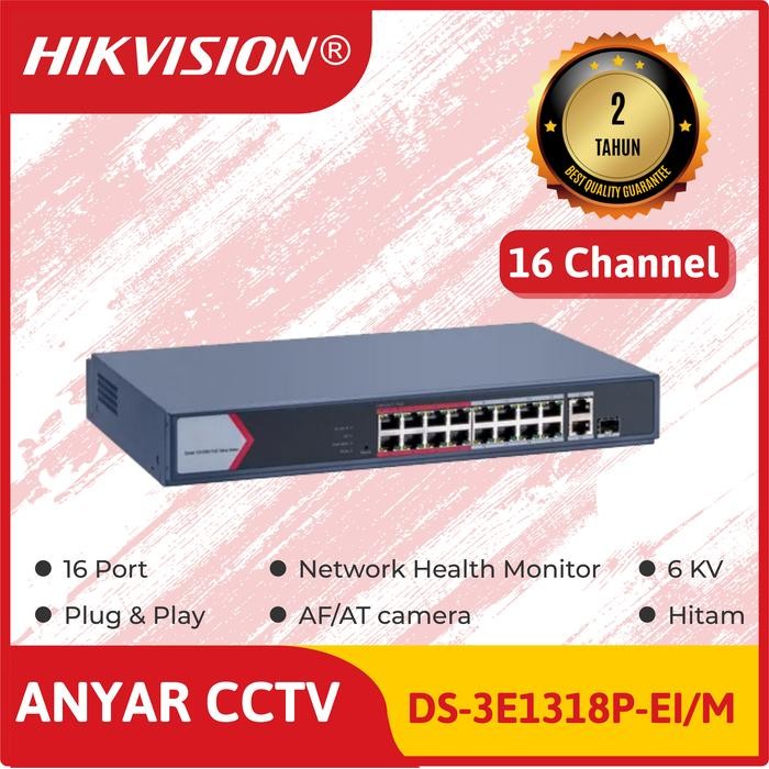 HIKVISION DS-3E1318P-EI/M - Smart POE Switch 16 Port POE 2 Uplink