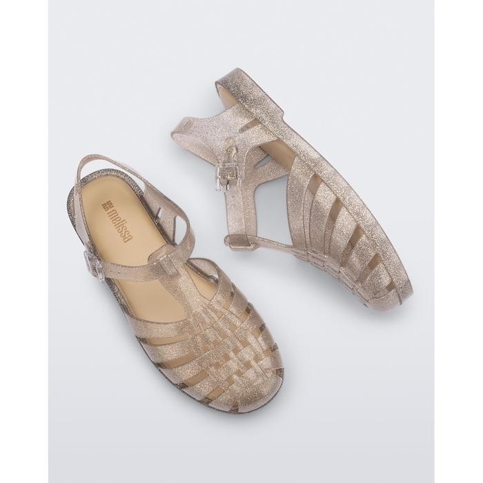Sepatu Sandal Wanita Melissa Possession Shiny Ad Beige Silver Glitter