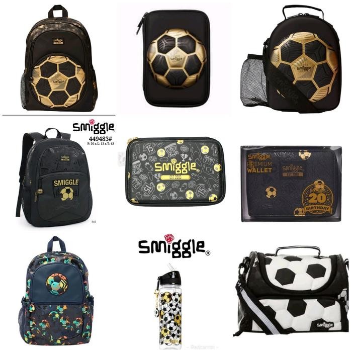 LANGSUNG DI CO SMIGGLE SOCCER GOLD SET BACKPACK, LUNCH BAG, BOTOL, TROLLEY/KADO