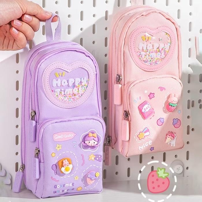 

(YBL) Tempat Pensil 3D 3 Resleting Karakter Kartun Kapasitas Besar Kotak Pensil Anak Sekolah 6 Sekat