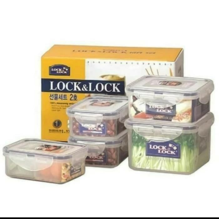TERLARIS! Lock N Lock Gift Set 5 Pcs / 4 Pcs / 3 Pcs Lock&Lock HPL855GSS Lock n