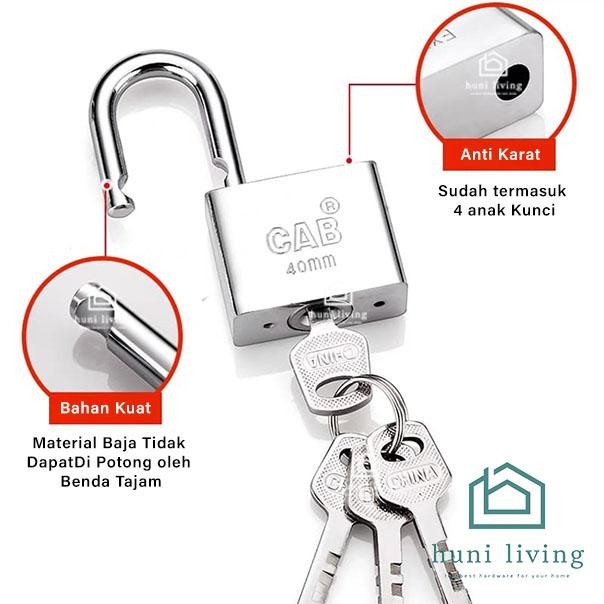 Gembok Stainless Anti Karat/Anti Maling- Gembok Pintu Rumah