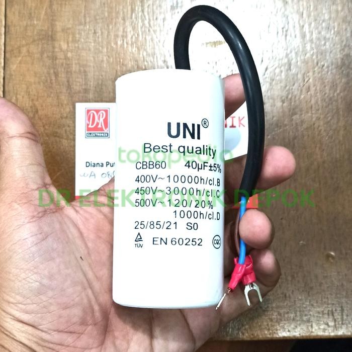 Murah.. Kapasitor Capasitor Mesin Cuci 40Uf 40 Mikro 2 Kabel Cbb60 Uni
