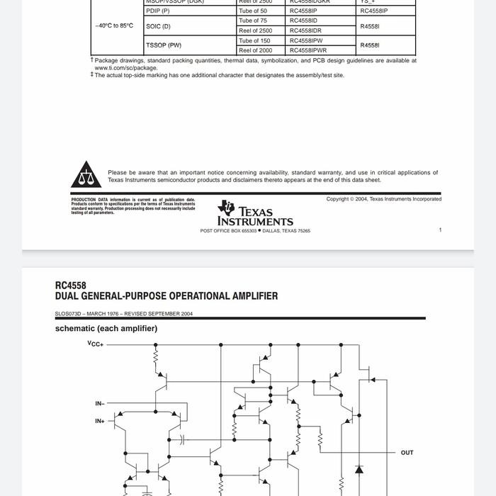 Ic jrc/Rc 4558p dual op amp Original texas Mexico