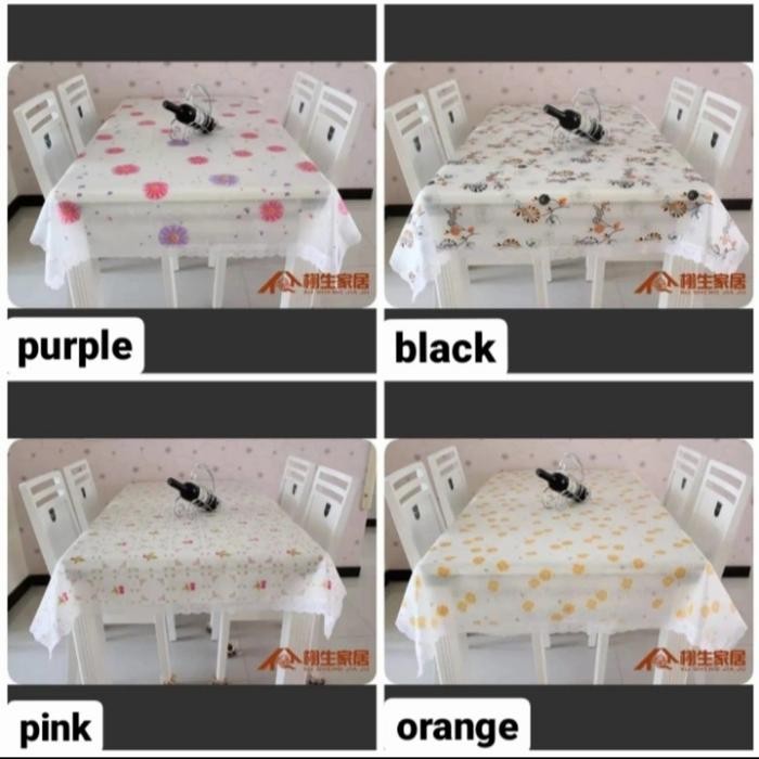 taplak meja makan renda anti air PVC waterproof import
