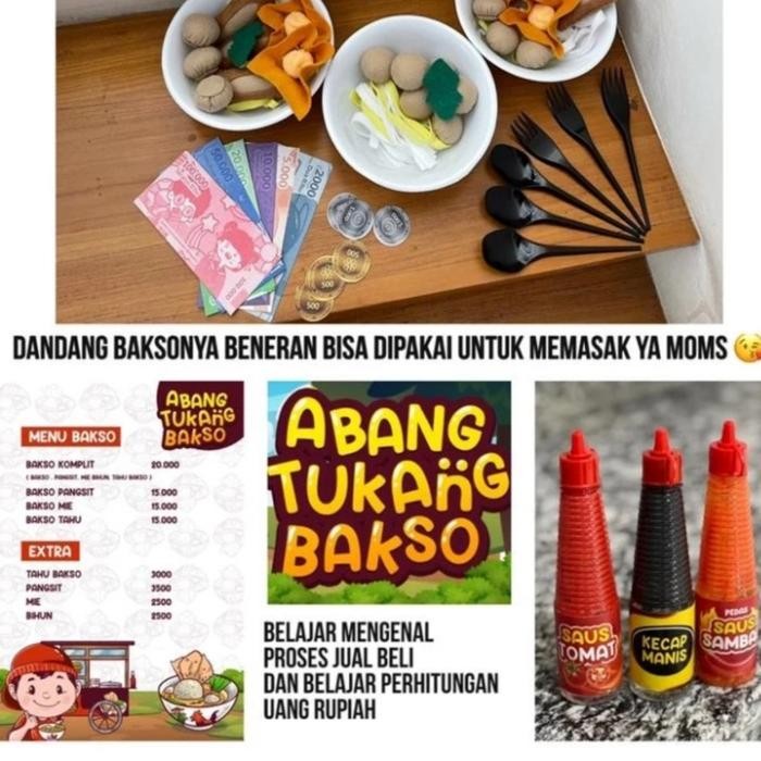 mainan abang tukang bakso makanan masakan montesorri flanel felt
