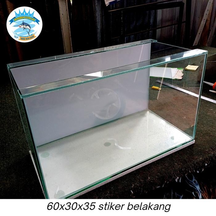 aquarium kaca 60x30x35 stiker belakang
