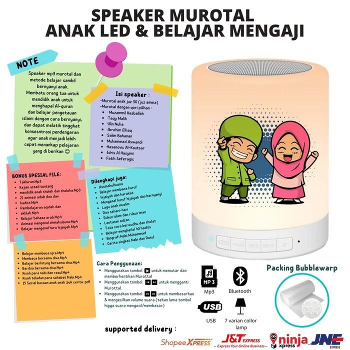 (Allthebest) Speaker Quran Lampu LED Murottal Al-Quran 30 juz Anak +