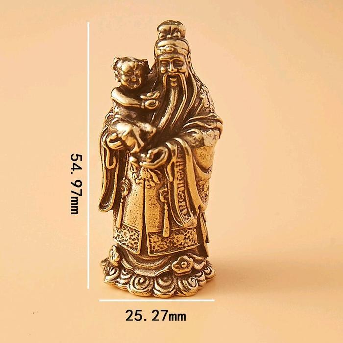 Patung Dewa Keberuntungan Fu Lu Shou Bahan Dari Logam Kuningan 1 Set
