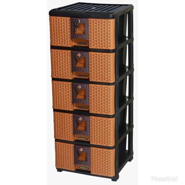 LEMARI LACI ROTAN PLASTIK PAKAIAN NAPOLLY SUSUN 5 KUNCI By gojek Bogor