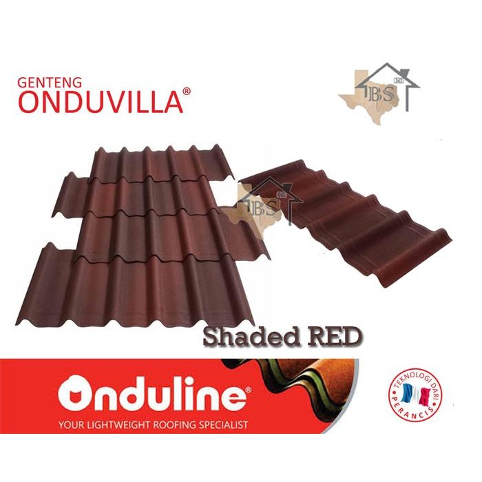 GENTENG ONDUVILLA SHADED RED /ATAP SIRAP BITUMEN 1060MM X 400MM *