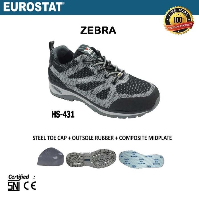 Sepatu Kerja Safety Shoes EUROSTAT Zebra HS-431 GREY