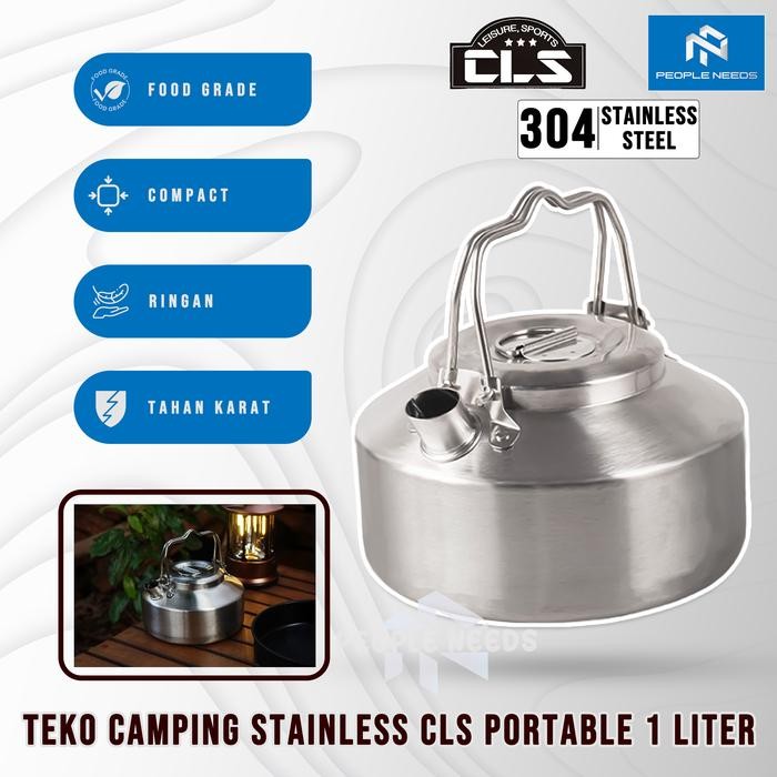 Teko Camping 1 Liter Stainless Steel 304 Two Handle CLS Teko Camping