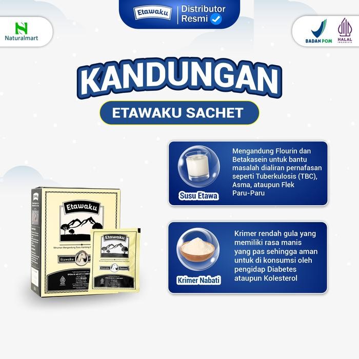 

PREMIUM 1 Box Etawaku Platinum (ISI 5 SASET) - Etawaku Sachet - Susu Bubuk Kambing Etawa - Halal &