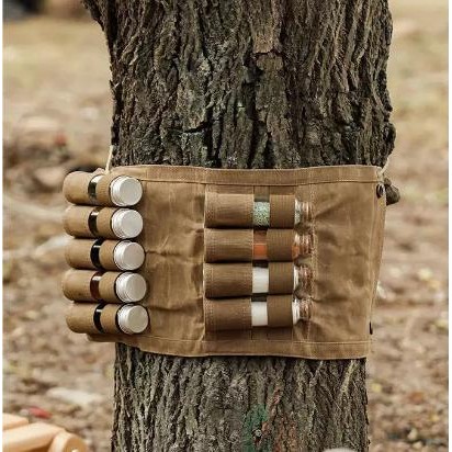 Tas Bumbu Canvas Wax Bag Camping Outdoor Include Bottle Bushcraft Fold