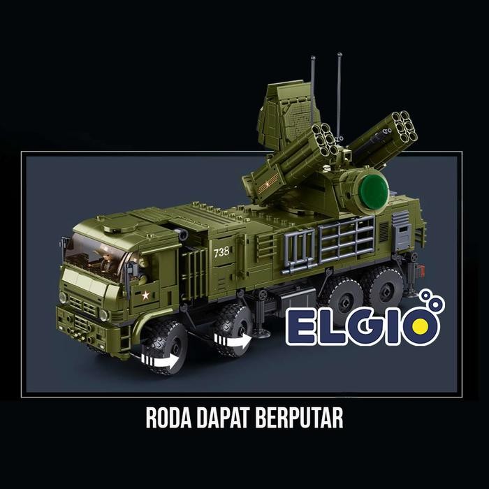 Sluban Bricks Mobil Truk Tentara 3In1 Army Pantsir S1S Vehicle B1252