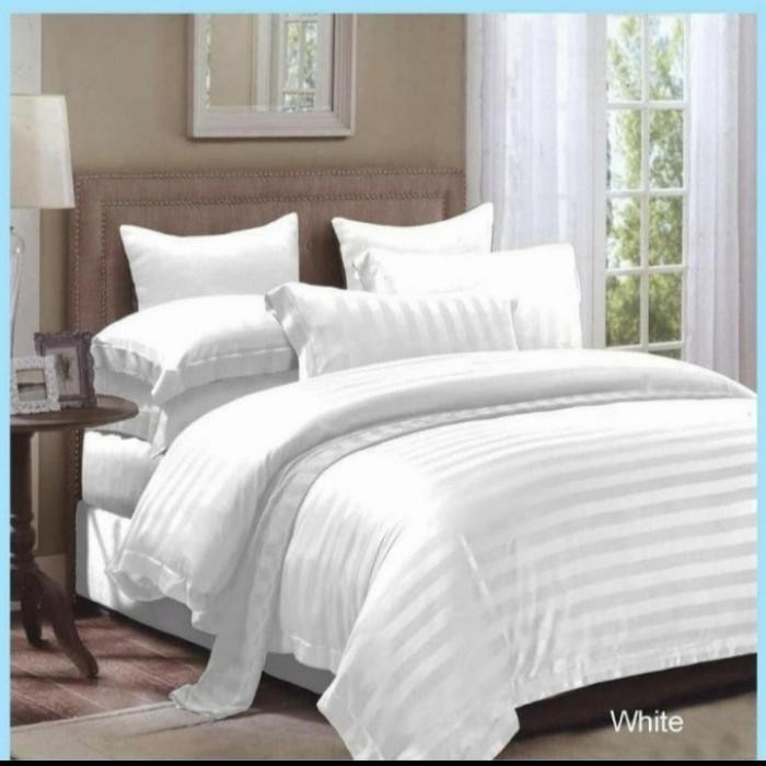 BEDCOVER + SPREI SET KINGKOIL SUTERA TENCEL SALUR/POLOS(chat warna)