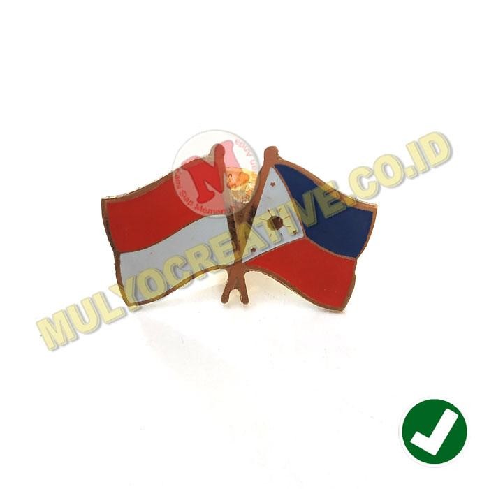 

Cross Flag Pin Indonesia Filipina - Pin Bendera Persahabatan Custom PREMIUM