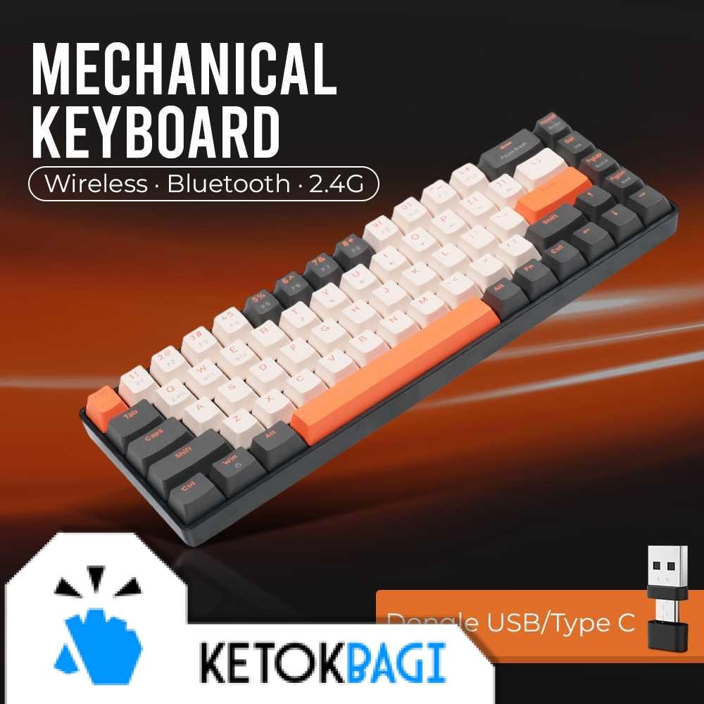 ZIYOULANG Keyboard Gaming Wireless Mechanical Red Bluetooth 2.4GHz - K68
