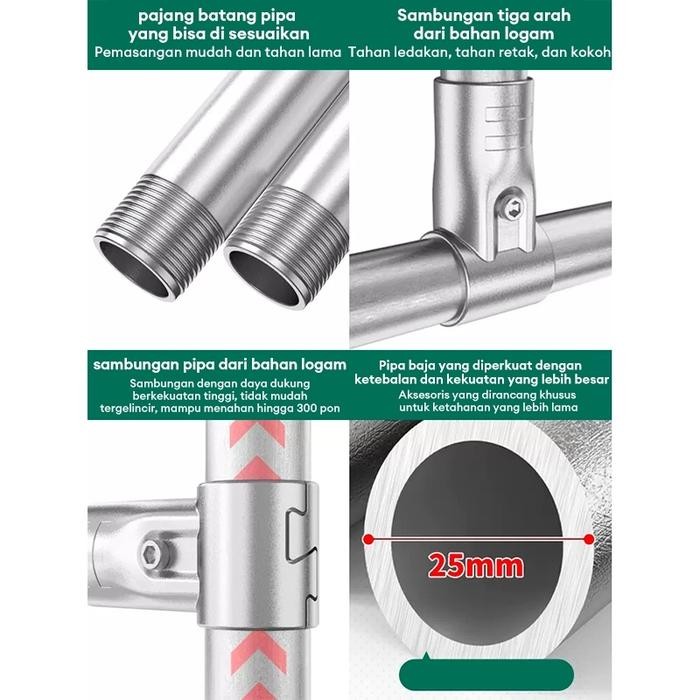 JEMURAN BAJU STAINLESS KUAT BESAR JEMURAN BAJU BESI GANTUNGAN BAJU BERDIRI BESAR 220*80*160CM