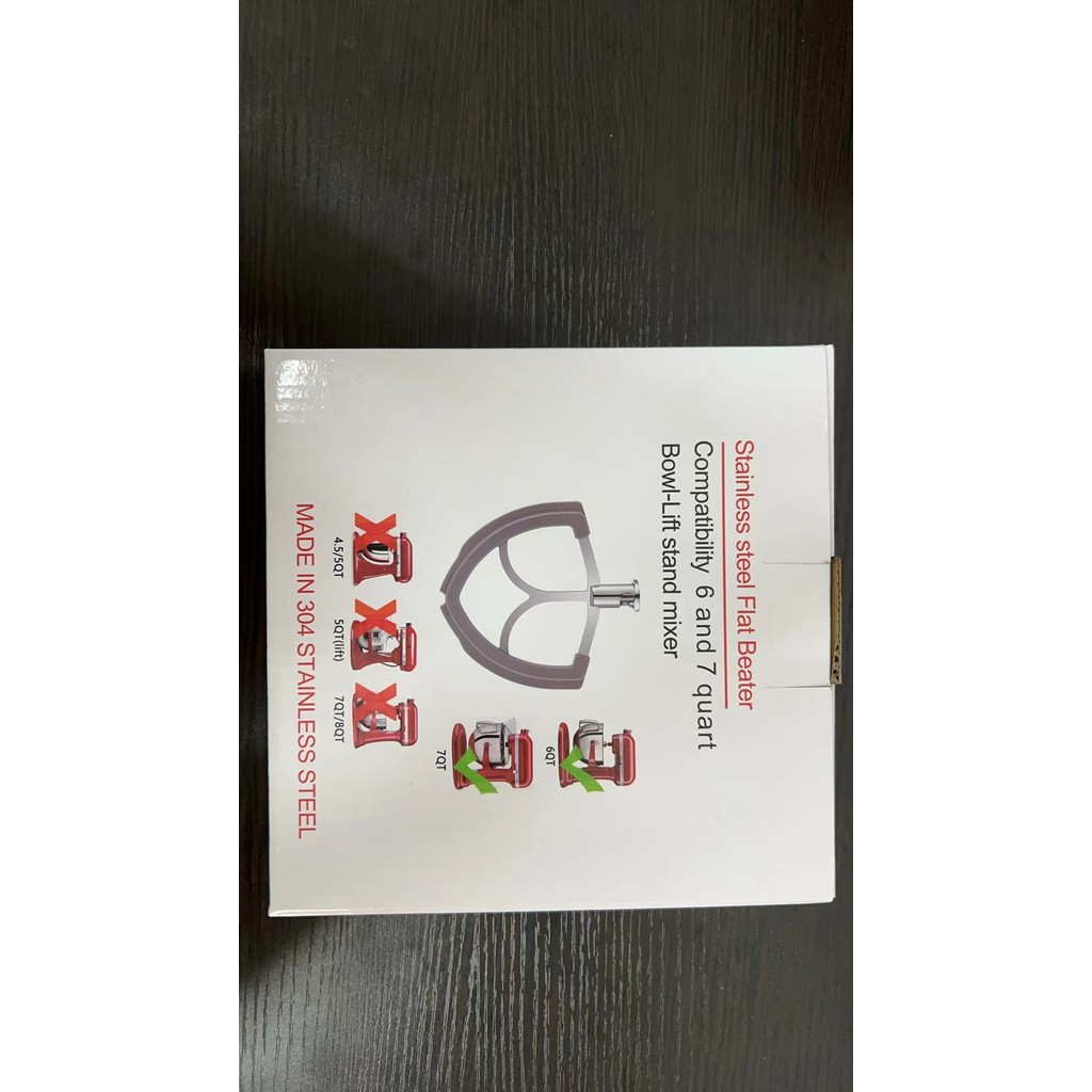 6QT Stainless Steel Flex Edge Beater for KitchenAid Mixer Professional 6 & 7Quart, Paddle Attachment