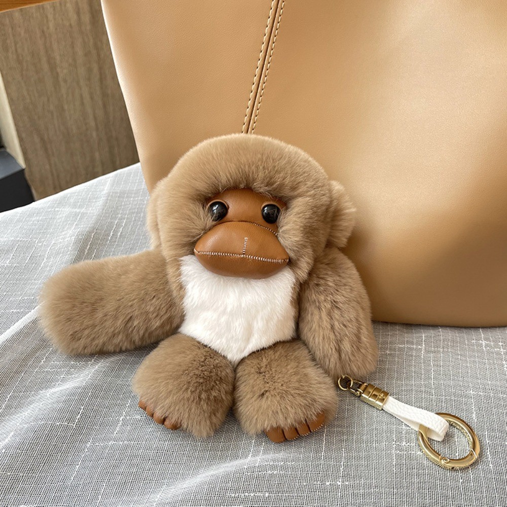 Stuffed Animals Lucky Little Monkey Keychain Plush Doll Soft Fur Rex Rabbit Fur Monkey Keychain