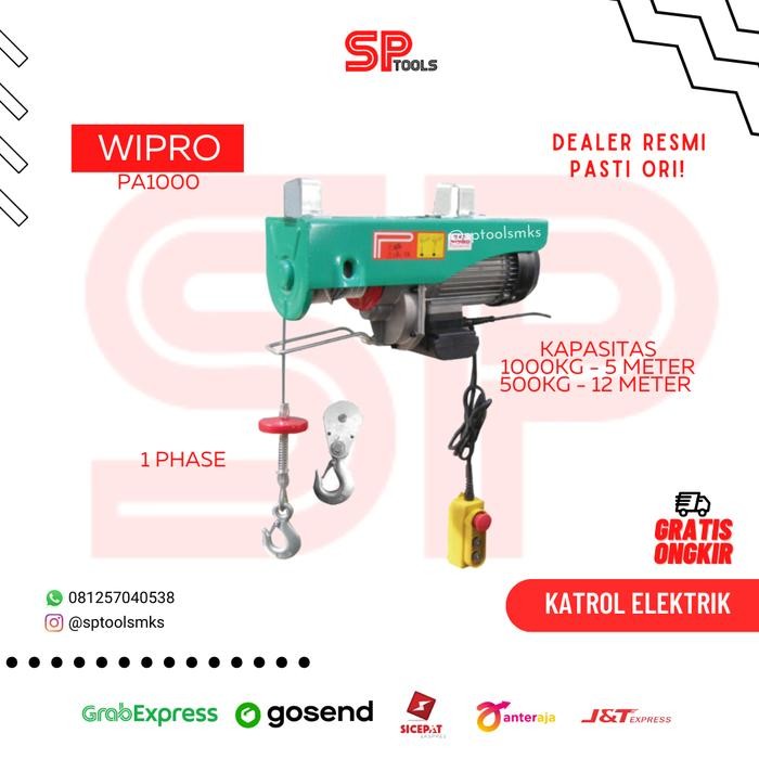 Terlaris Katrol Elektrik / Elektrik Hoist 1 Ton 1000Kg / Wipro Pa1000 / Pa-1000
