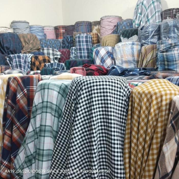 kain kemeja flanel motif kotak kain meteran murah harga per 01M