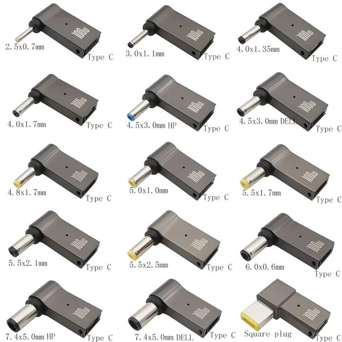 Adapter Type C Female To Charger Laptop Pd 100W For Dell Lenovo Hp Dll