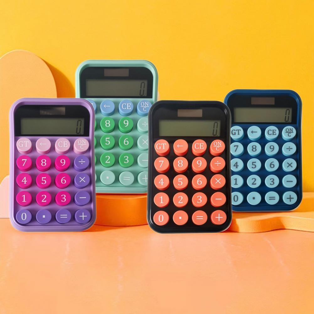 

Desktop Calculator Solar Powered Battery Operated 10 Digits Round Buttons Large LCD Display Portable