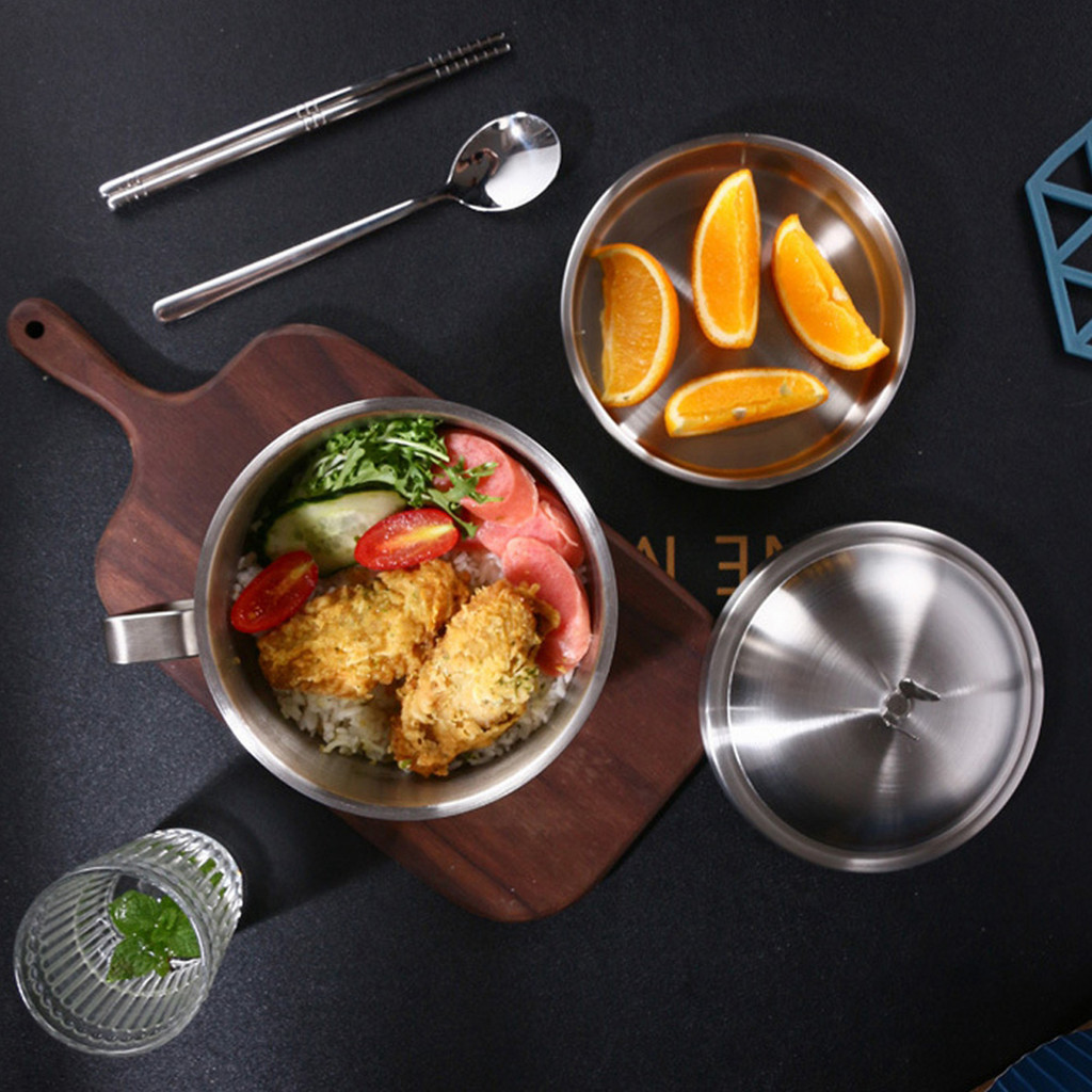 304 Stainless Steel Bowl Soup Bowl 304 Stainless Steel Noodle Bowl Double‑ Layer Insulated