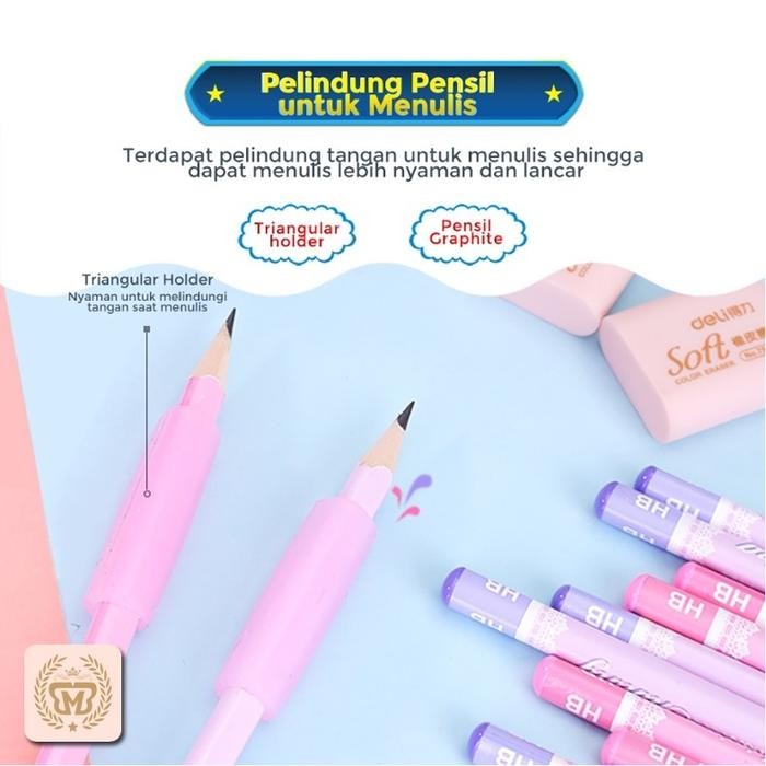 

Perlengkapan Sekolah Set Alat Tulis Rautan Pensil Penghapus Deli Stationery Set 4 In 1 Rautan Pensil