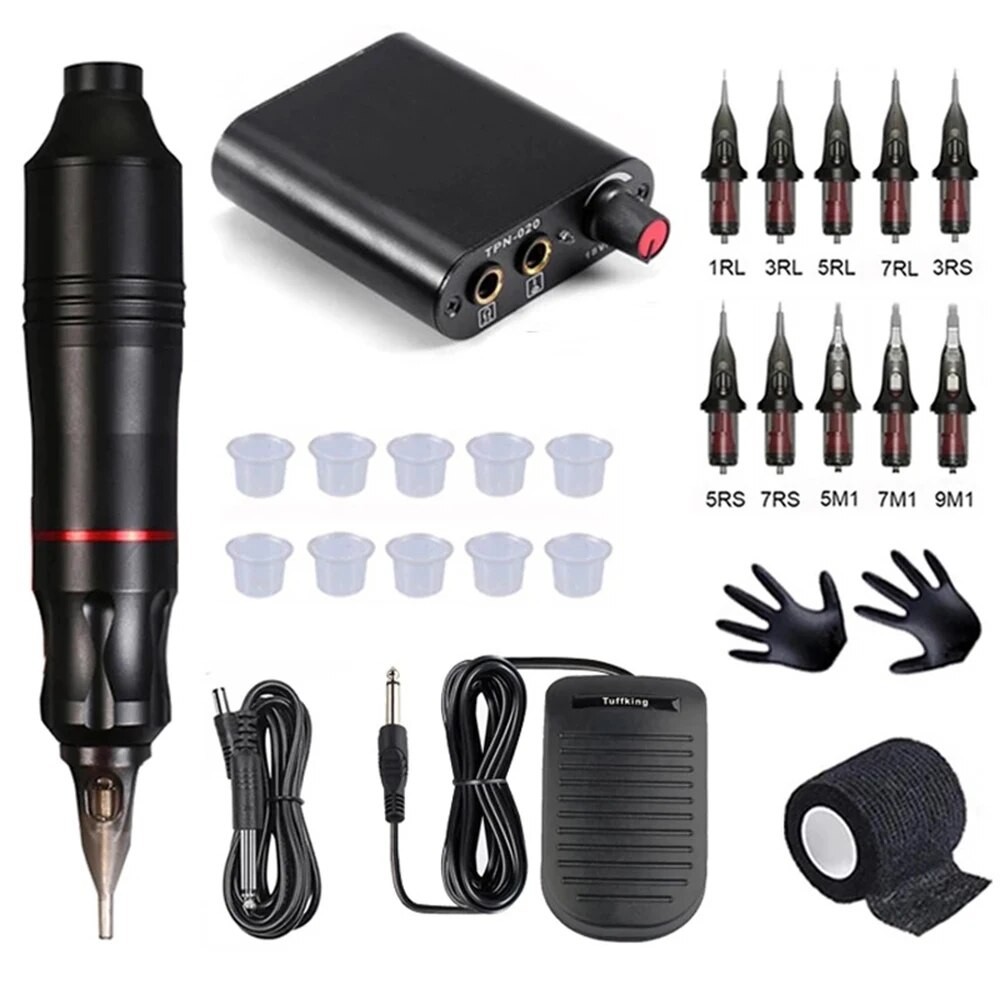 Tattoo Kit Complete Set Wireless Rotary Tattoo Machine Pen Kit DC