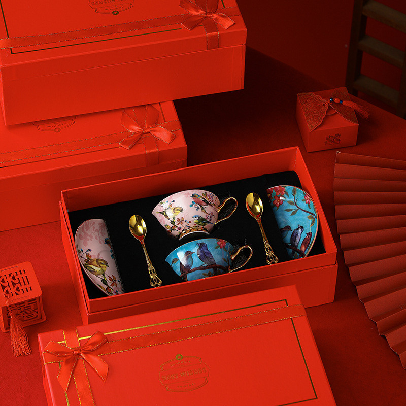 Gaya Pastoral mewah kecil indah cangkir kopi & Piring set sore set