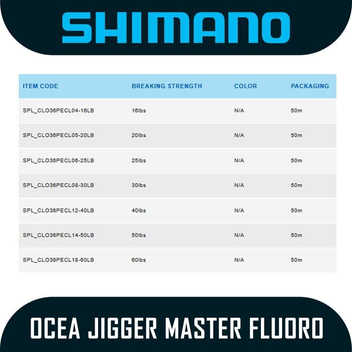 SENAR PANCING LEADER MERK SHIMANO OCEA JIGGER MASTER FLUORO 50M