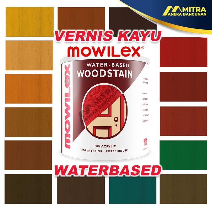 BEST SELLER MOWILEX WOODSTAIN WATERBASED PLITUR KAYU PERNIS VERNIS POLITUR KAYU